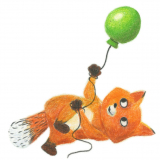 Fox with balloon